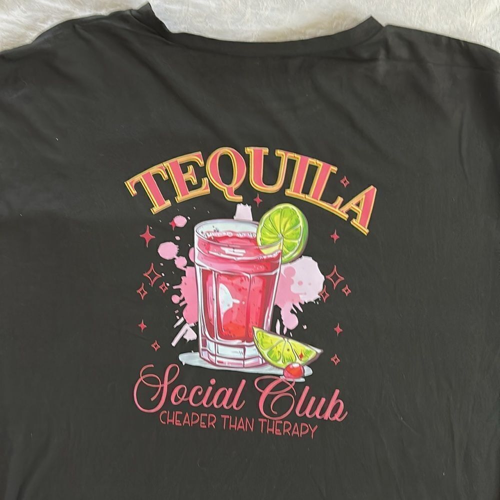 Black T-Shirt with Cocktail Graphic Tequila Club Size XL
